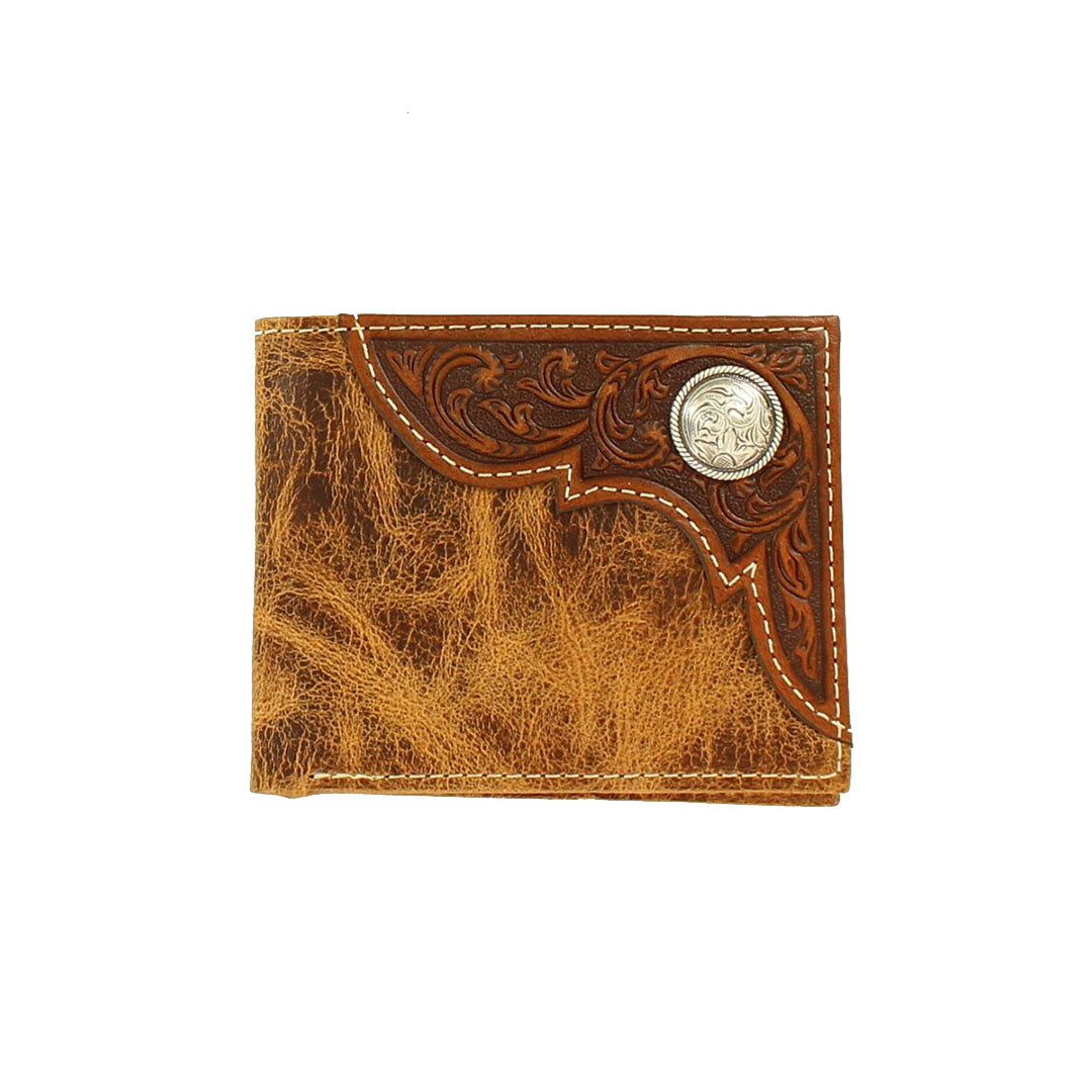 Ariat Men's Filigree Overlay Leather Bi-Fold Wallet