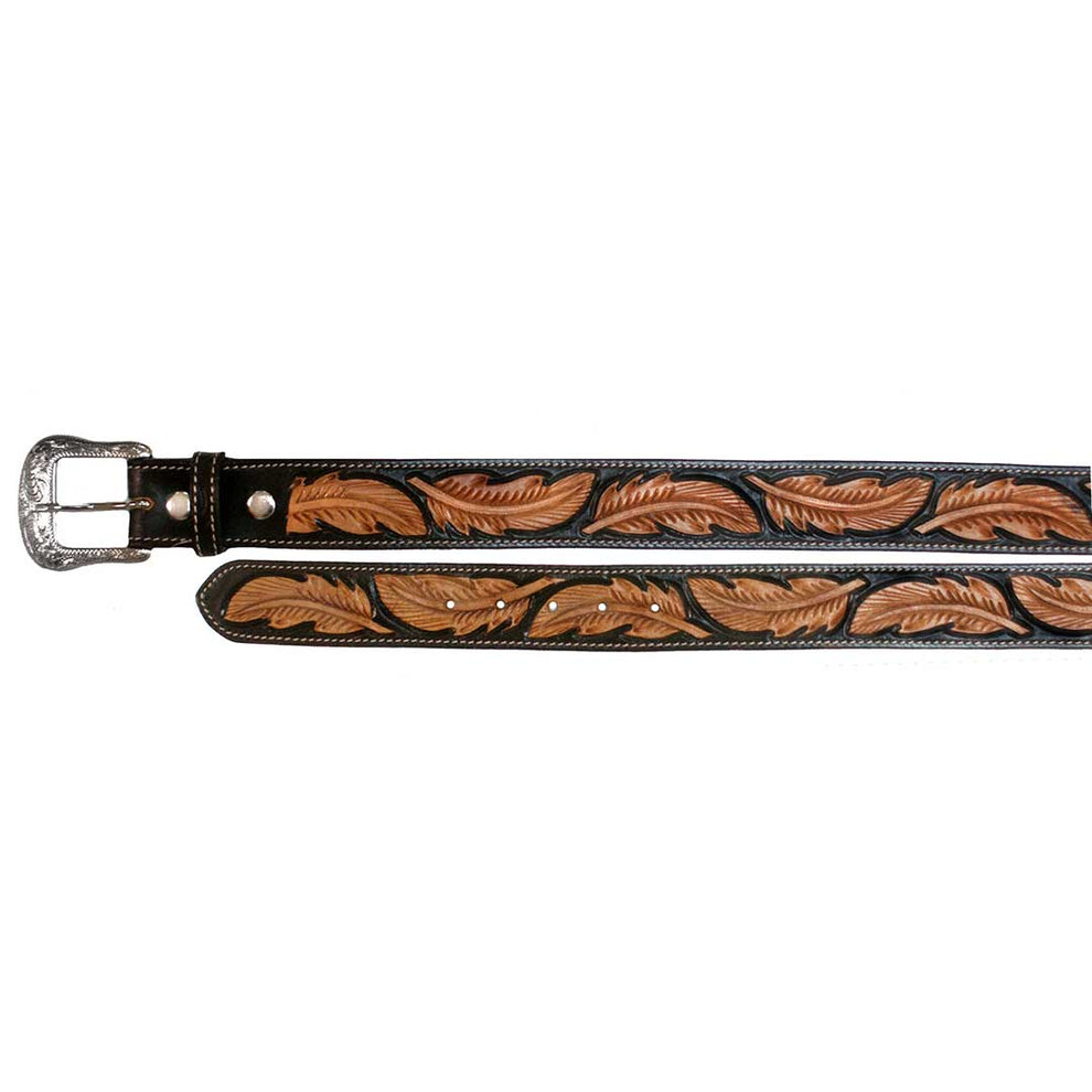 Twisted X Men's Hand Carved Feather Motif Belt