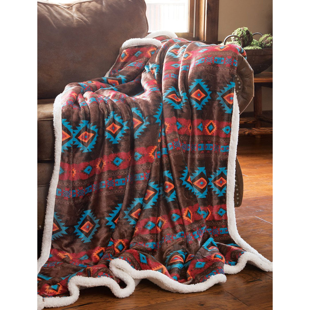 Wrangler Southwest Horizon Sherpa Fleece Throw