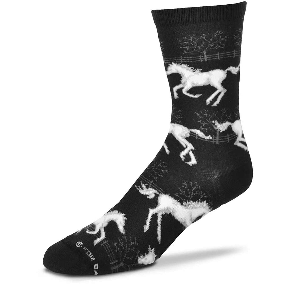 For Bare Feet Unisex Horse Sketch Pattern Crew Socks