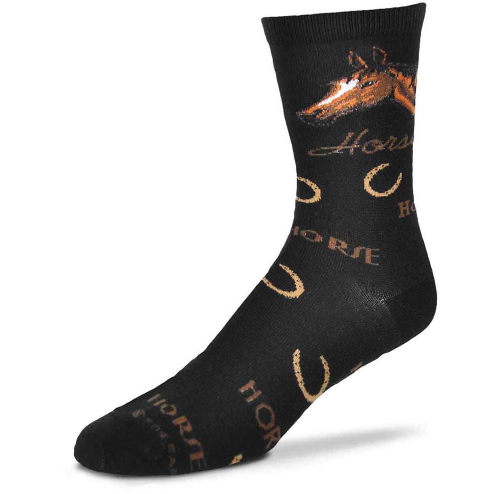 For Bare Feet Unisex Horse Text Pattern Crew Socks