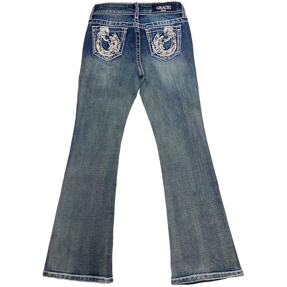 Grace in LA Girls' Rearing Horse Bootcut Jeans
