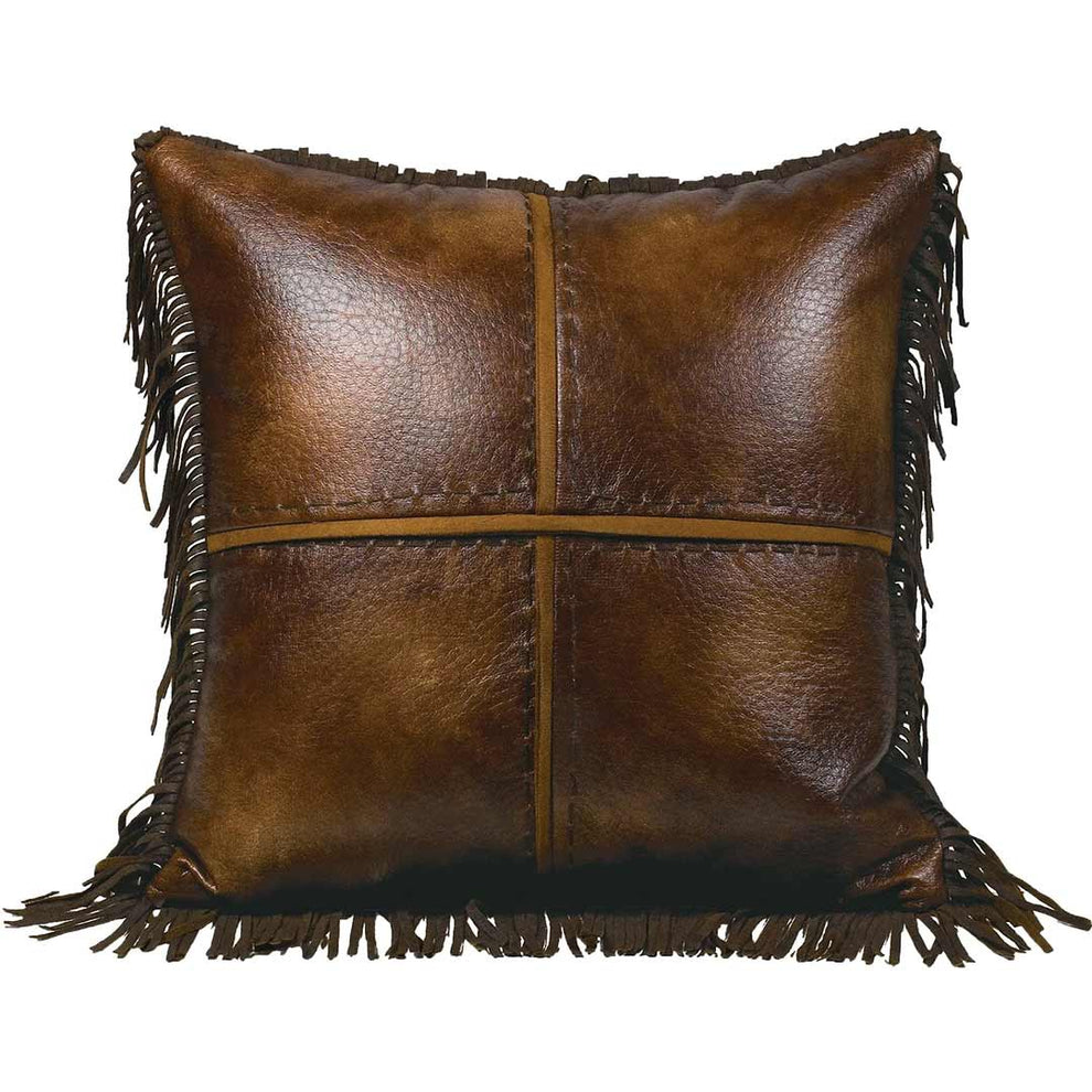 Hi End Accents Austin Fringed Faux Leather Throw Pillow