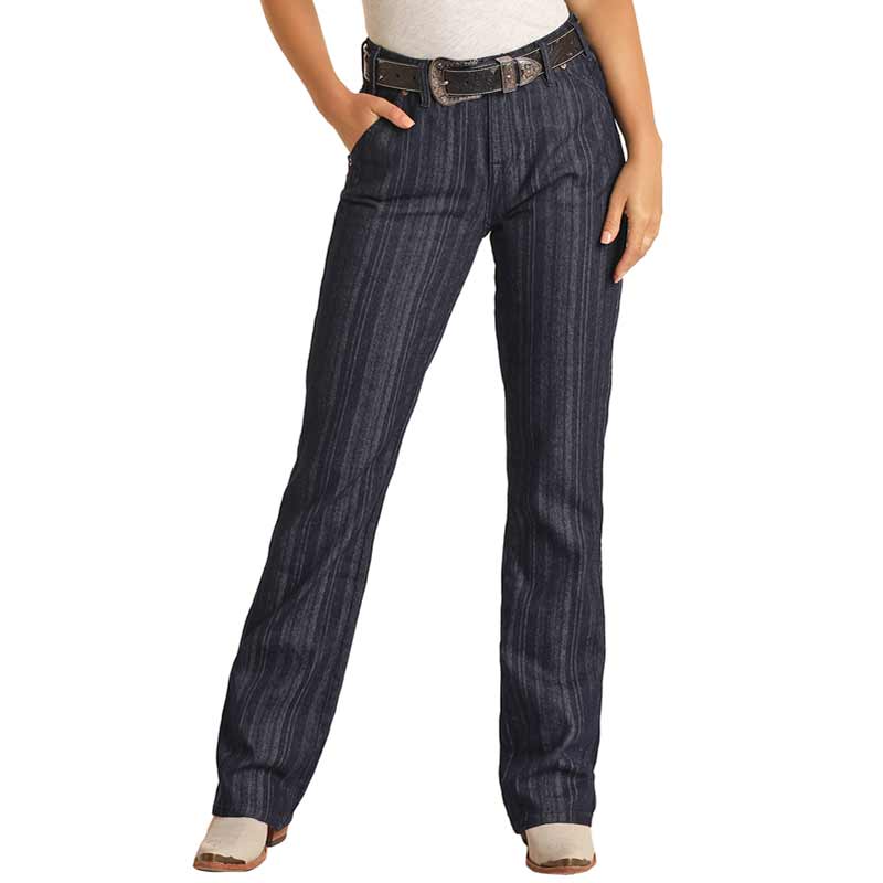 Hooey Women's Jacquard Stripe High Rise Bootcut Jeans