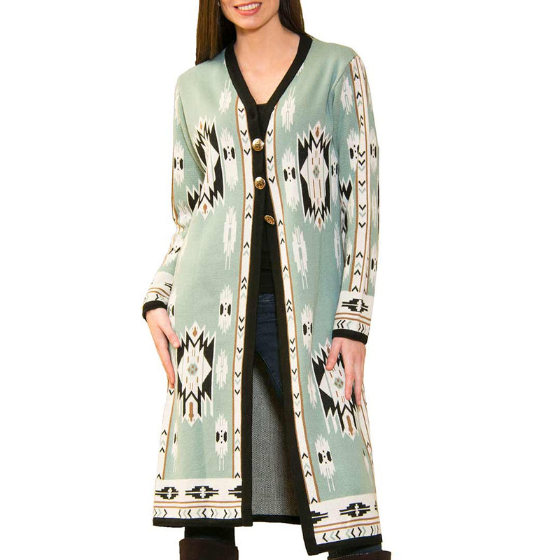 Time of the West Women's Aztec Duster Cardigan