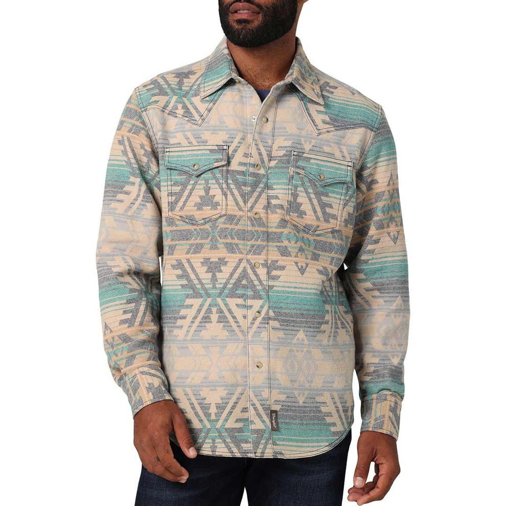 Wrangler Men's Retro Premium Jacquard Snap Shirt Jacket