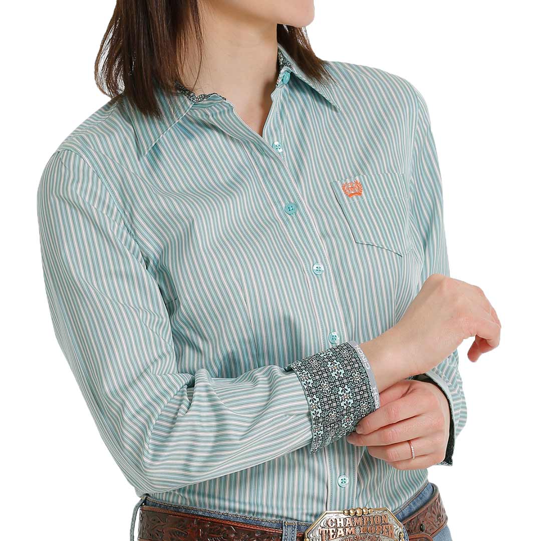 Cinch Women's Stripe Print Button-Down Shirt