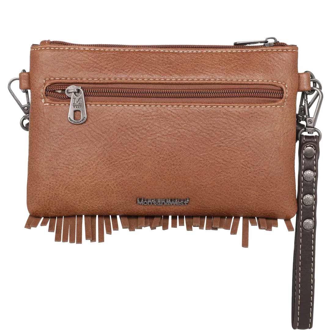 Montana West Embroidered Aztec Fringe Collection Crossbody/Wristlet