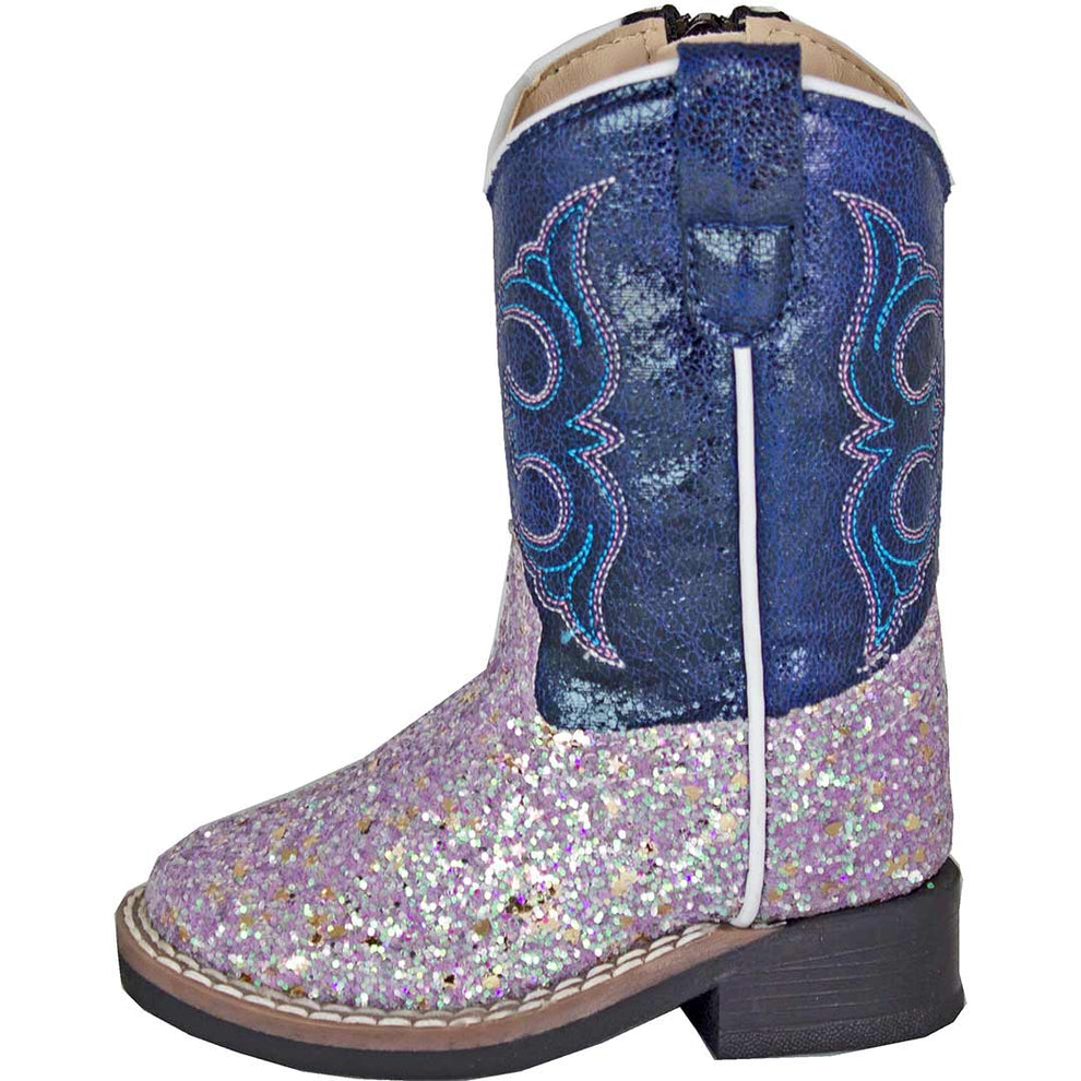 Old West Toddler Girls' Glitter Vamp Cowgirl Boots