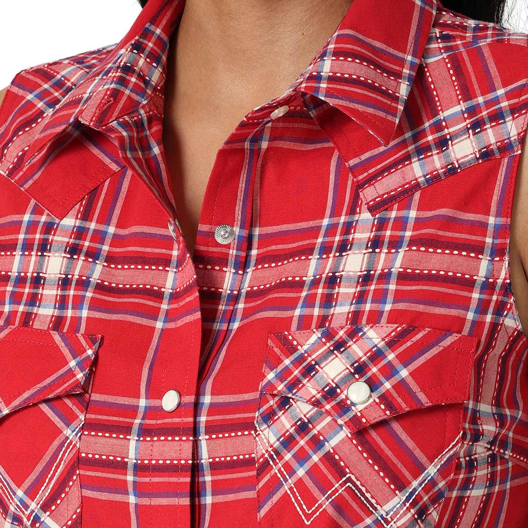 Wrangler Women's Retro Sleeveless Plaid Snap Shirt