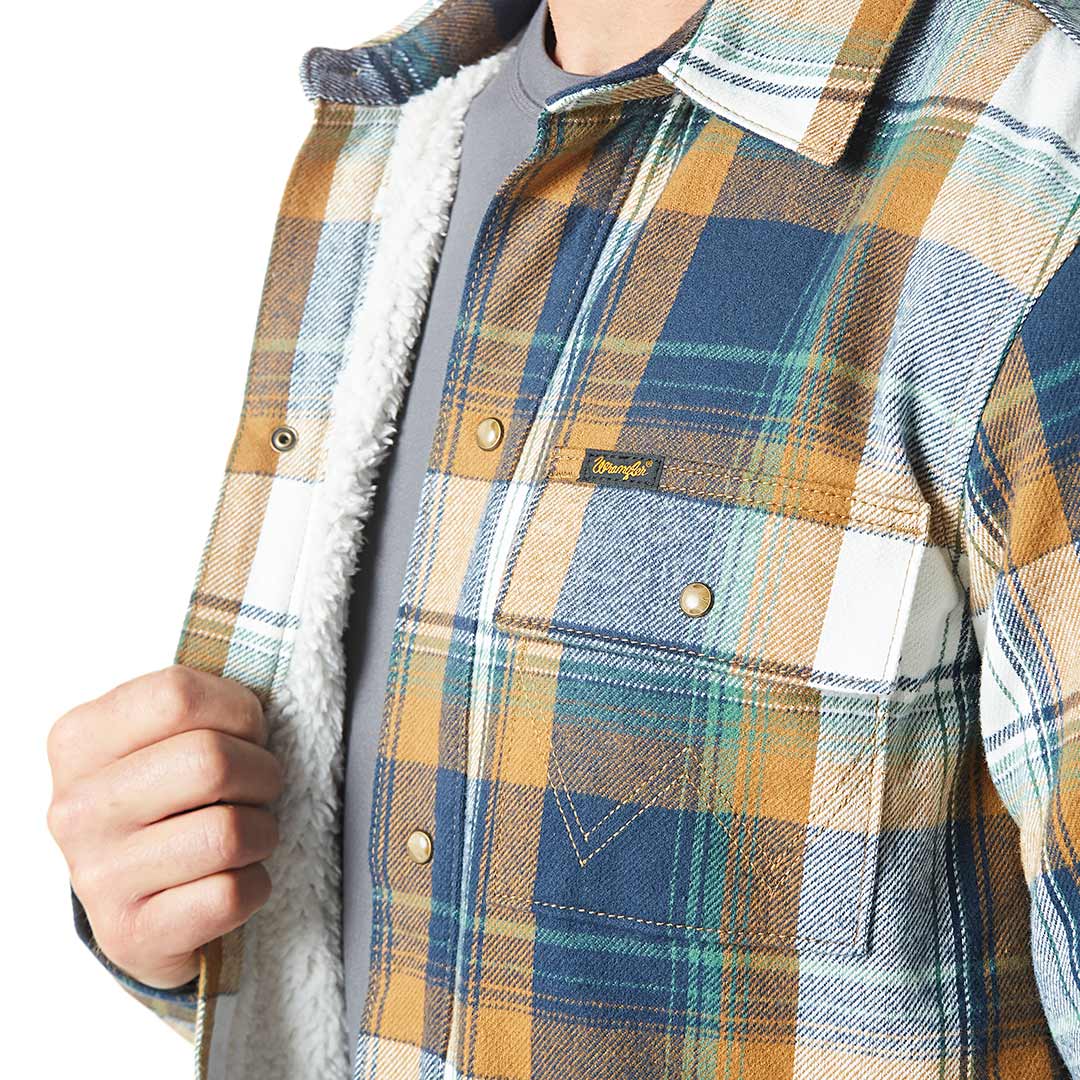 Wrangler Men's Sherpa Lined Flannel Shirt Jacket
