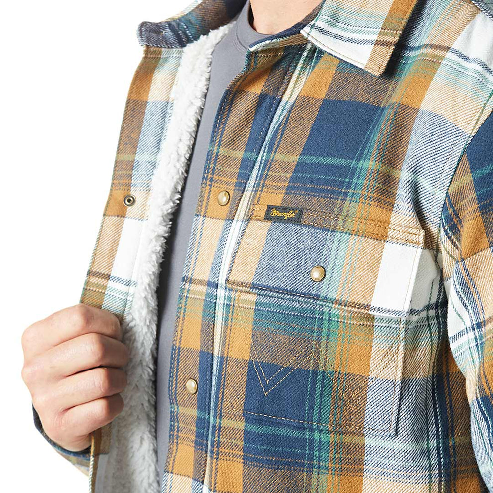 Wrangler Men's Sherpa Lined Flannel Shirt Jacket