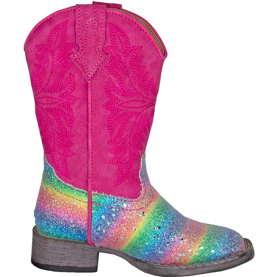 Roper Girls' Rainbow Glitter Cowgirl Boots