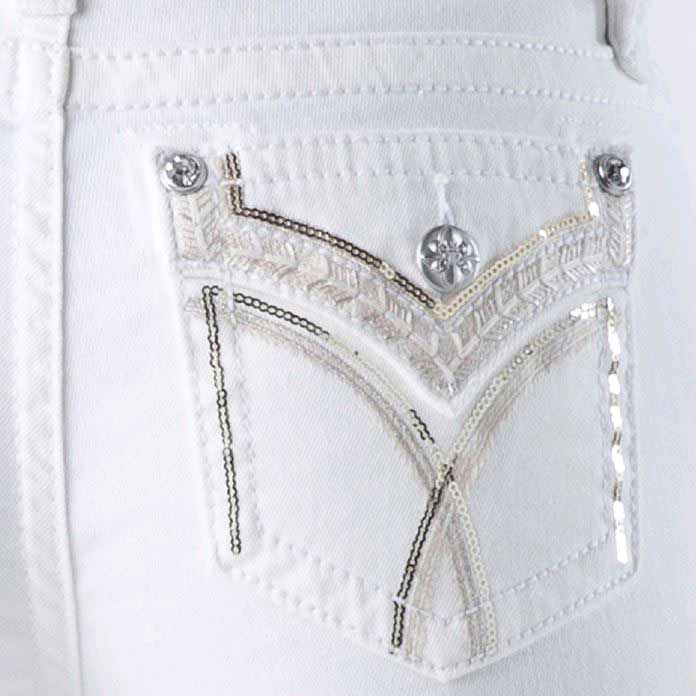 Miss Me Women's White Crossed Lines Bootcut Jeans