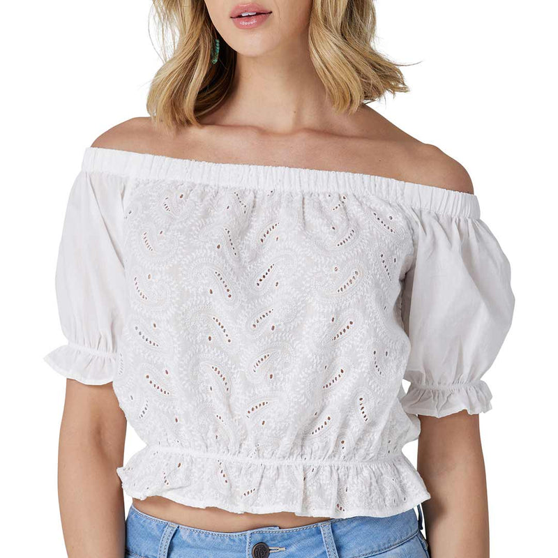 Wrangler Women's Americana Crop Peasant Blouse