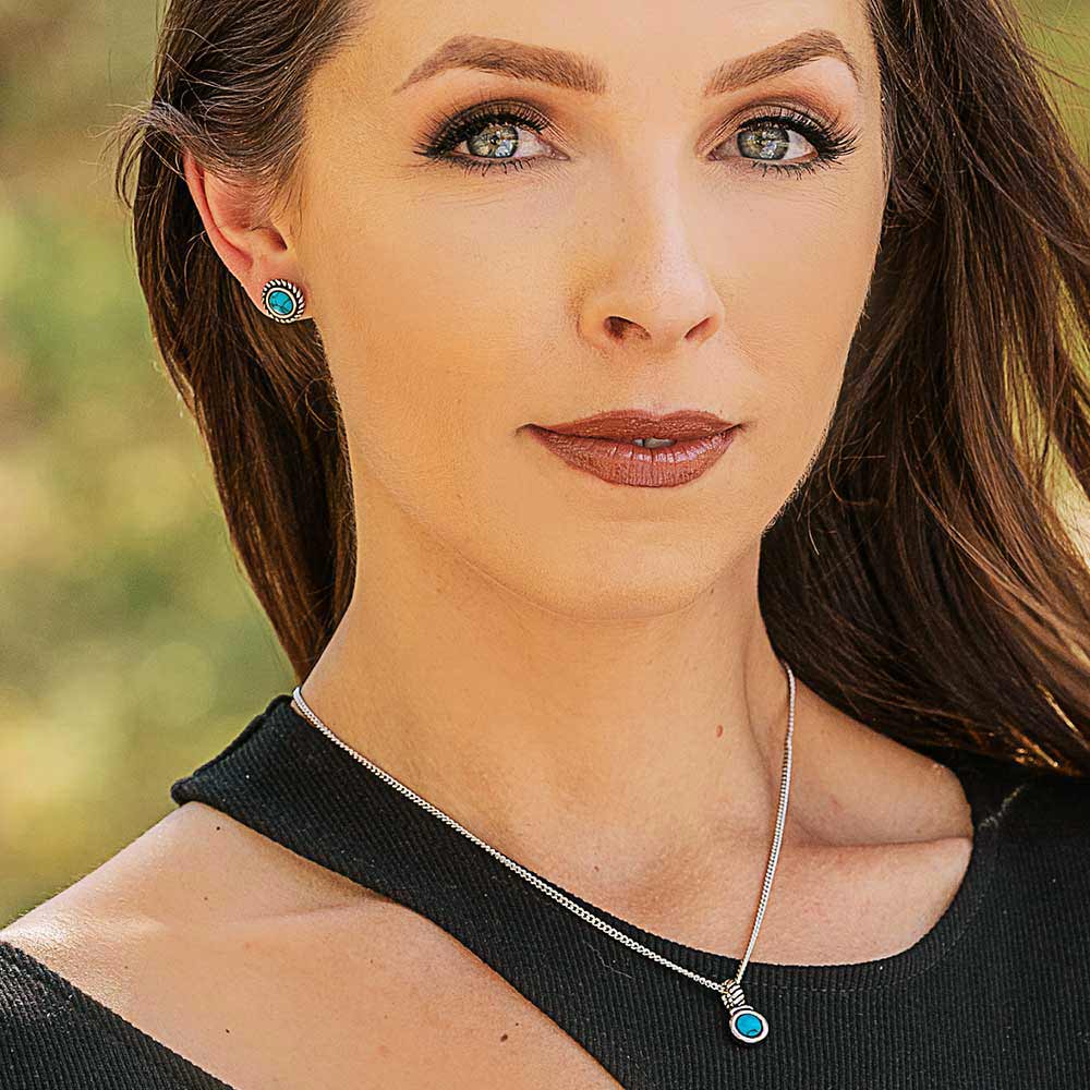 Montana Silversmiths Dueling Moons Studded Turquoise Earrings