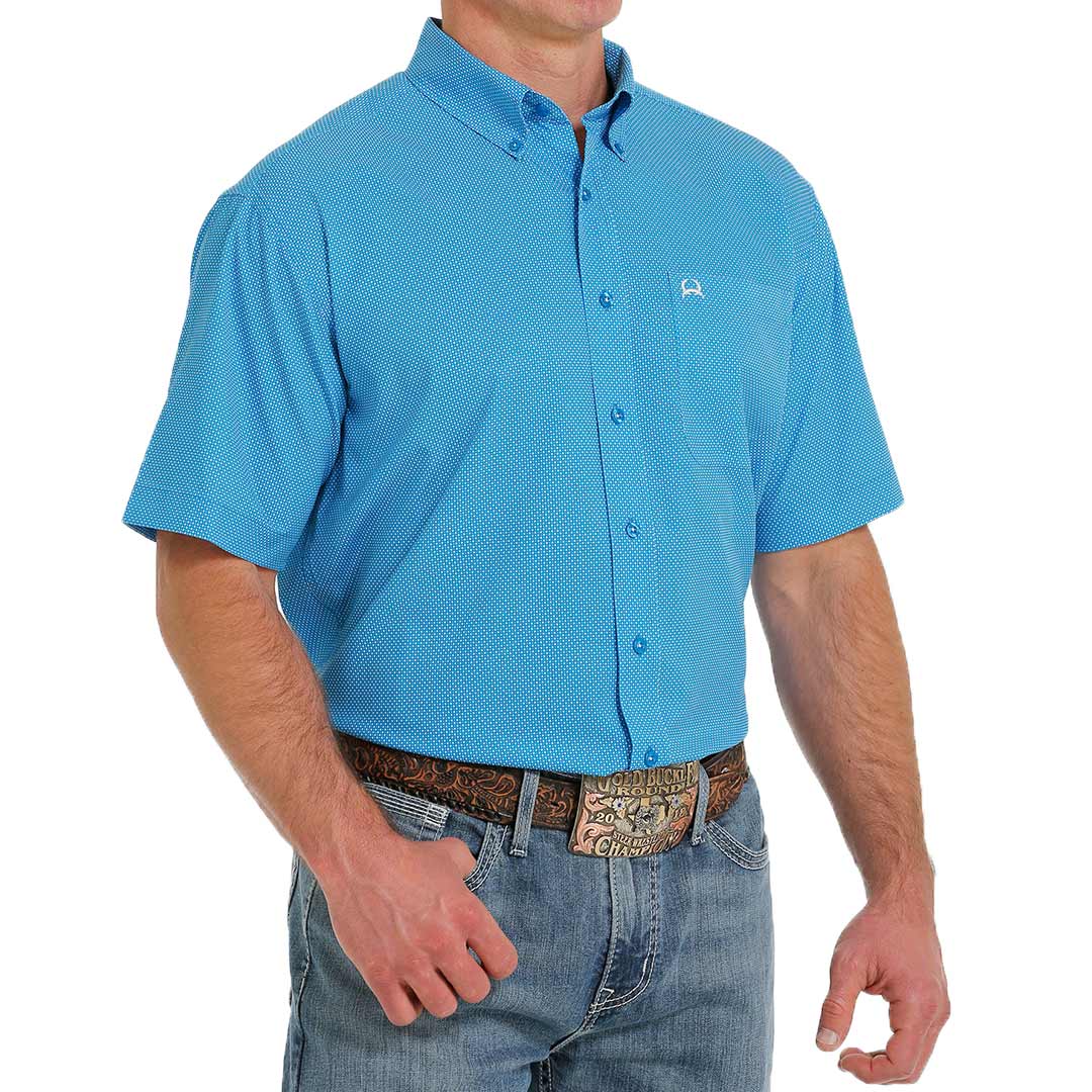 Cinch Men's ArenaFlex Short Sleeve Micro Dot Print Button-Down Shirt