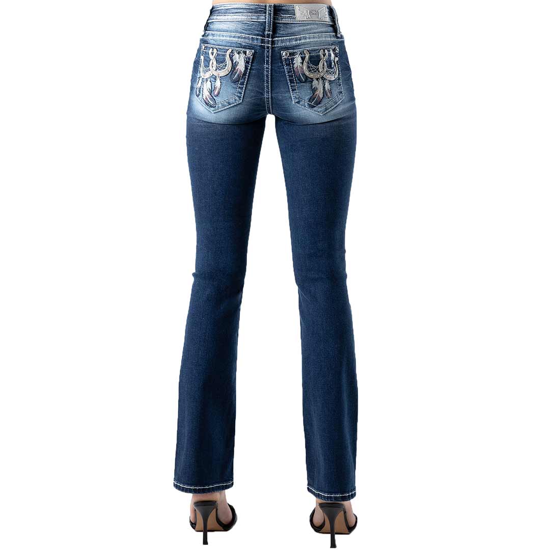 Miss Me Women's Horseshoe Feather Bootcut Jeans