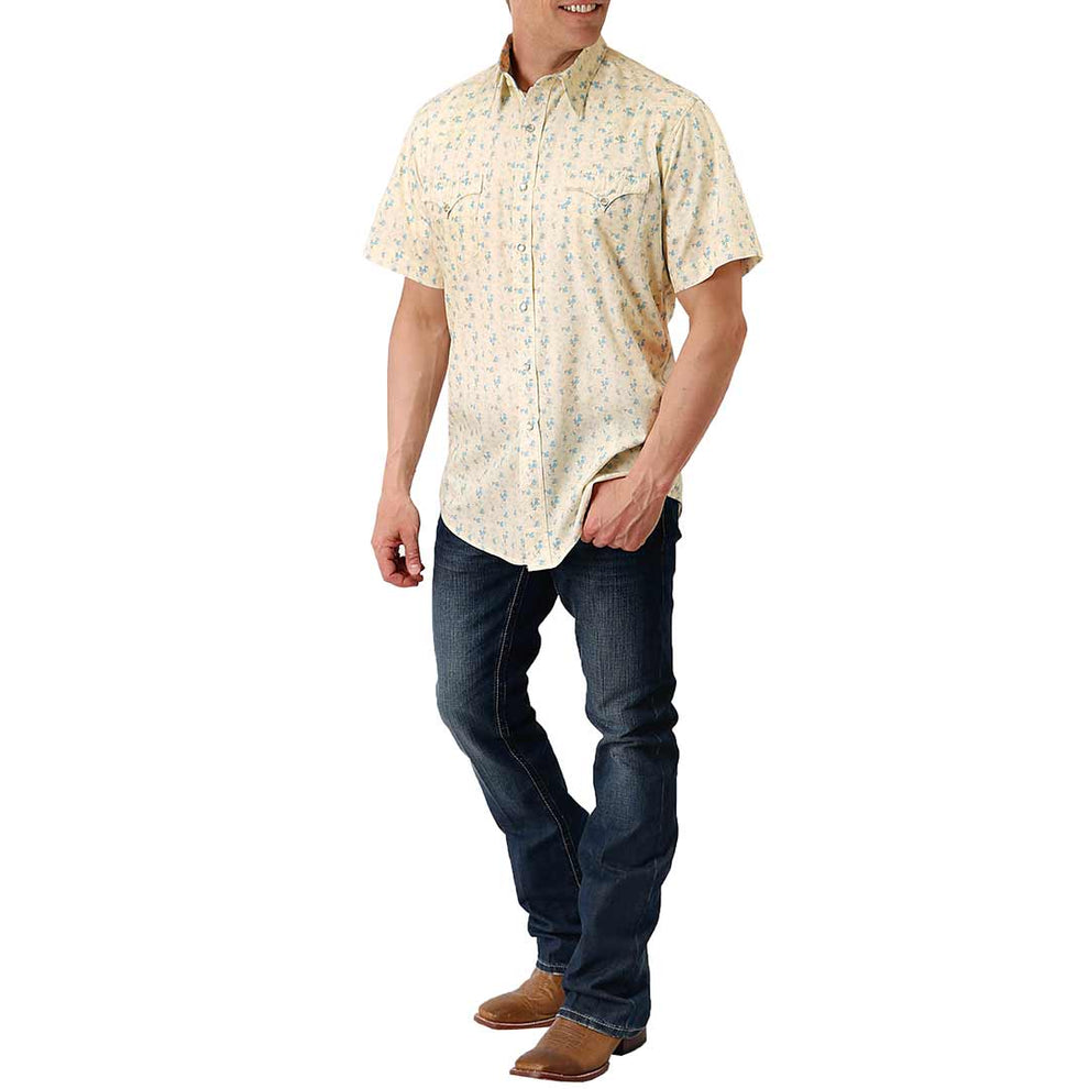 Roper Men's Floral Print Short Sleeve Snap Shirt