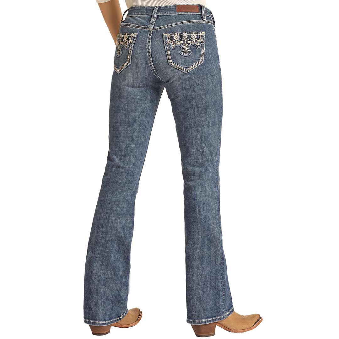 Rock & Roll Cowgirl Women's Mid Rise Stretch Bootcut Jeans