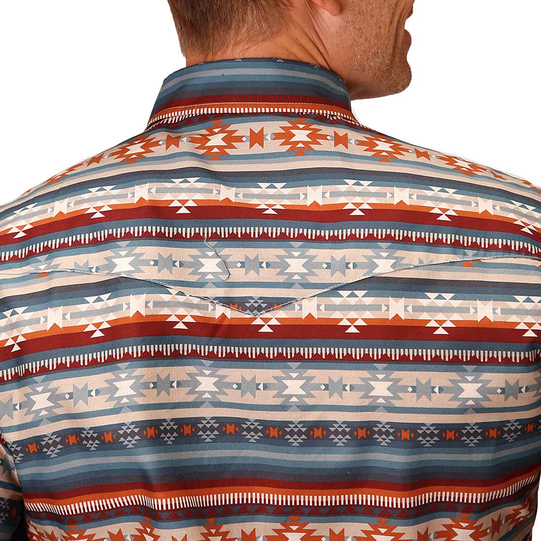 Roper Men's Aztec Stripe Print Snap Shirt