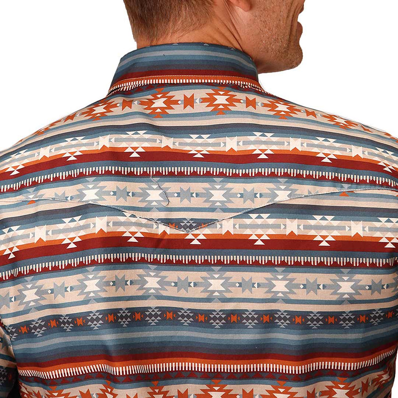Roper Men's Aztec Stripe Print Snap Shirt