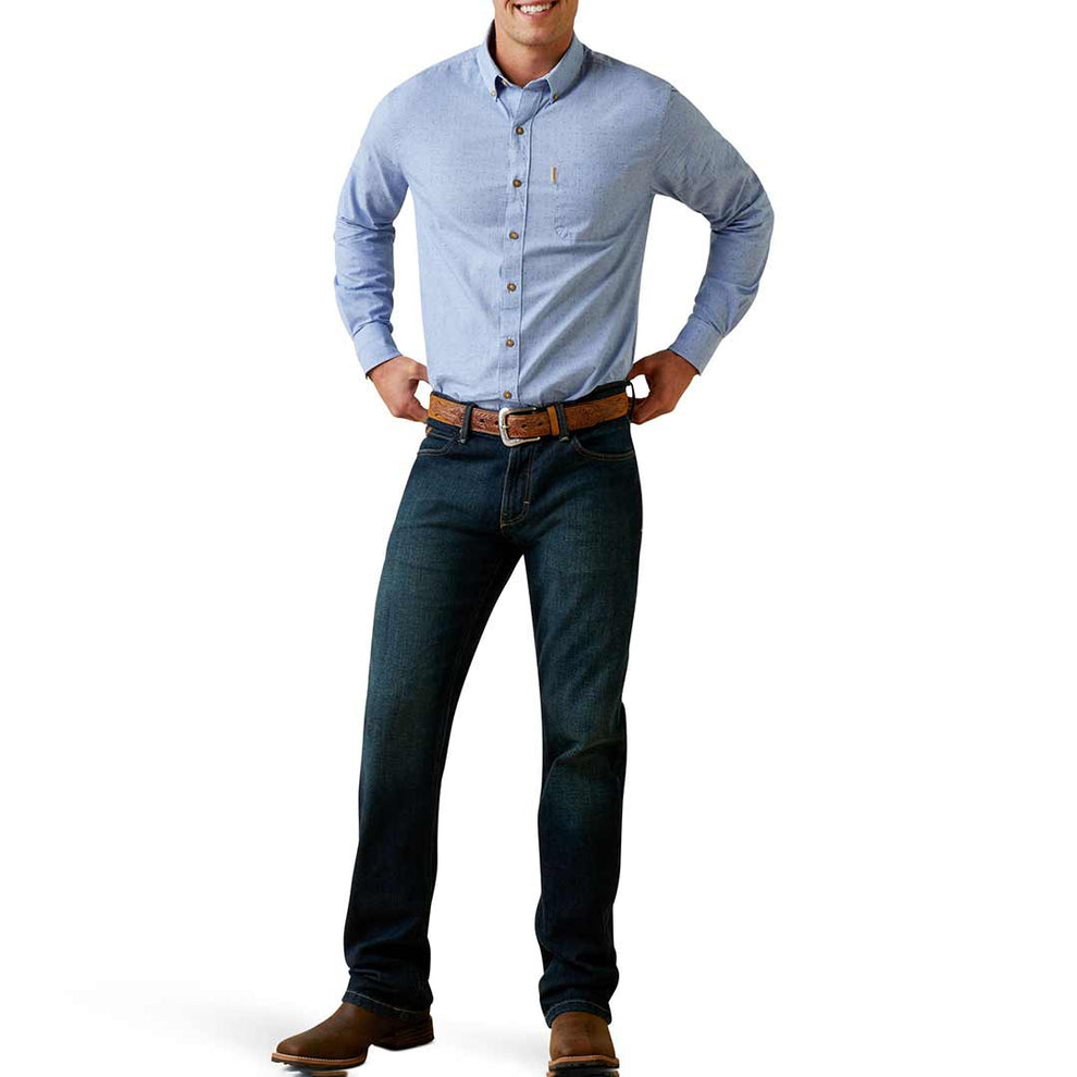 Ariat Men's Wrinkle Resist Dots Stretch Modern Fit Button-Down Shirt