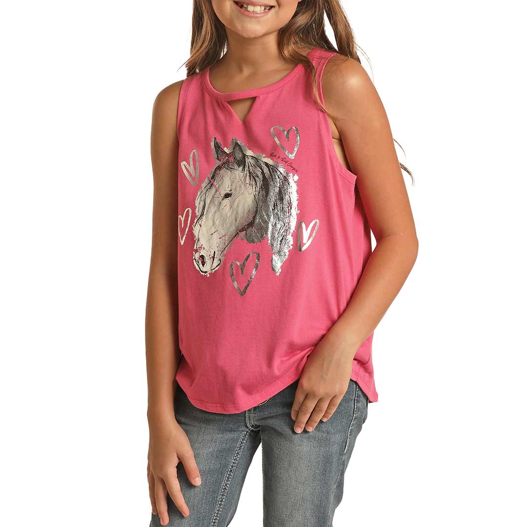 Rock & Roll Cowgirl Girls' Horse Heart Graphic Tank Top