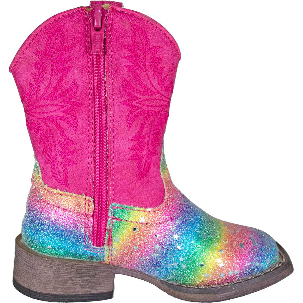 Roper Toddler Girls' Rainbow Glitter Cowgirl Boots