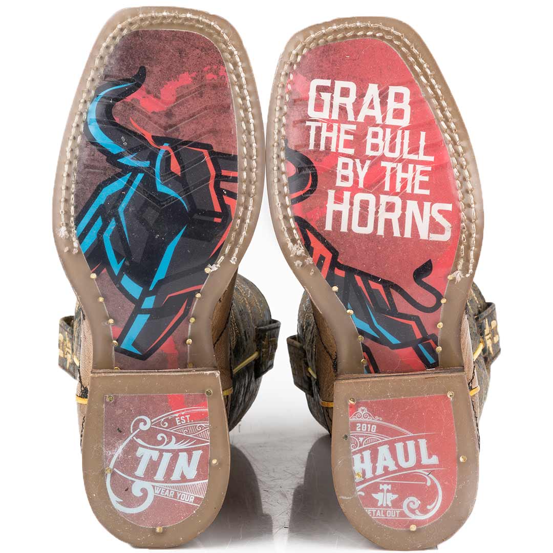 Tin Haul Youth Boys' Grab the Bull Cowboy Boots