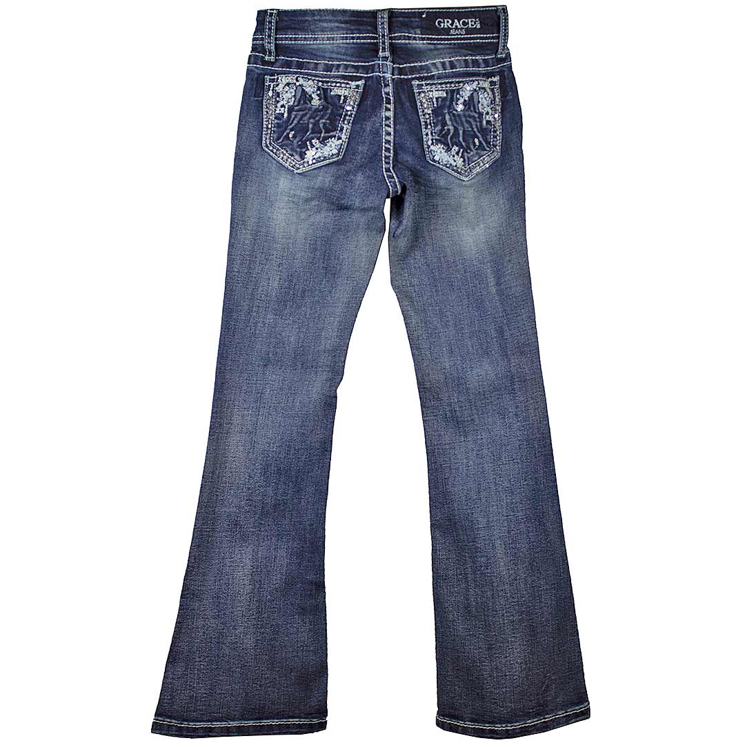 Grace in La Girls' Horse Embellished Bootcut Jeans