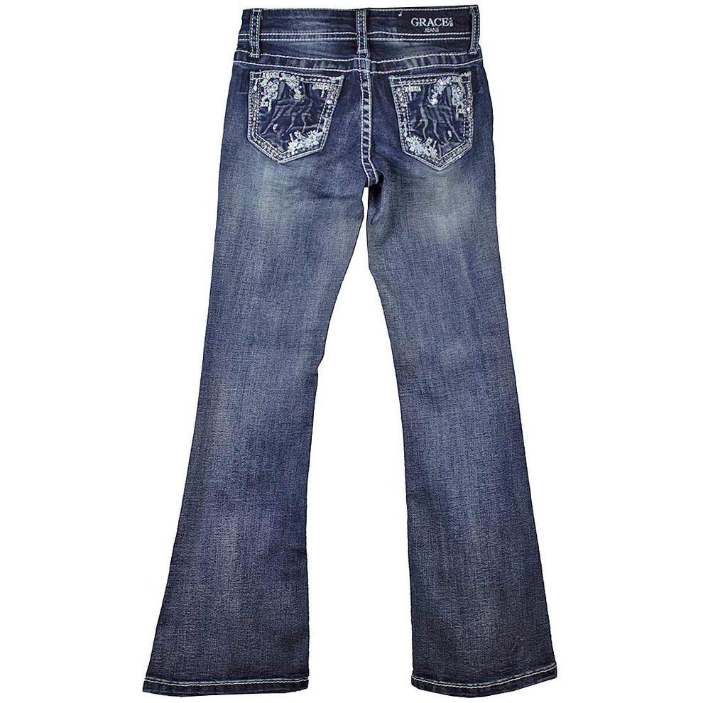 Grace in La Girls' Horse Embellished Bootcut Jeans