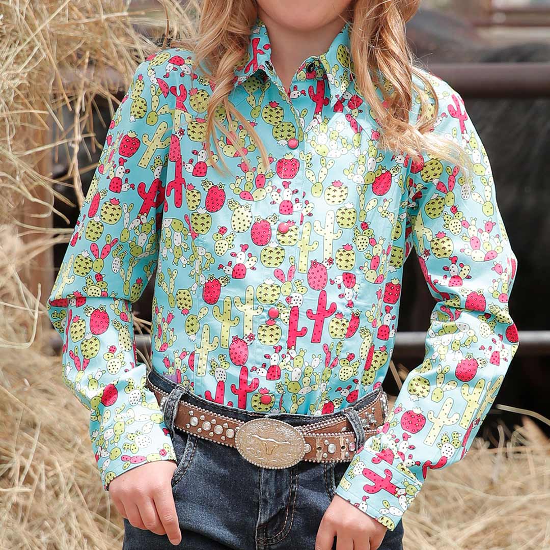 Cruel Denim Girls' Cactus Print Snap Shirt