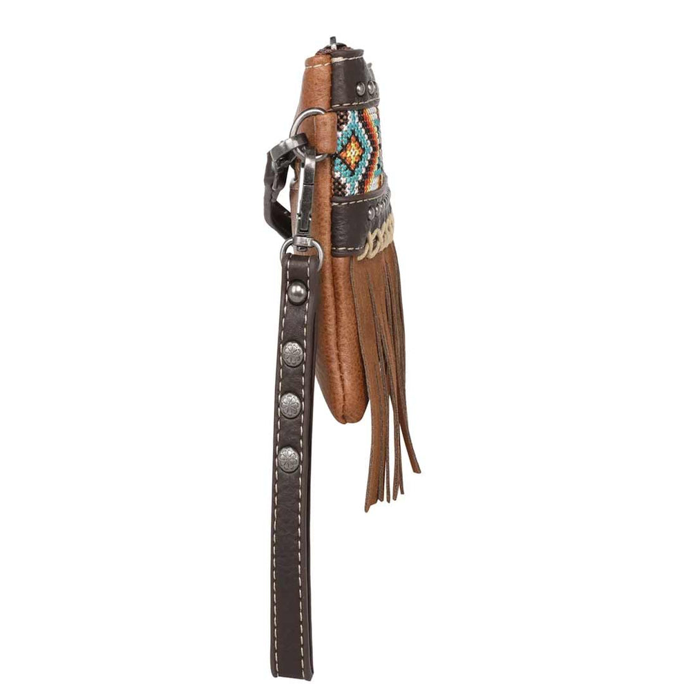 Montana West Embroidered Aztec Fringe Collection Crossbody/Wristlet