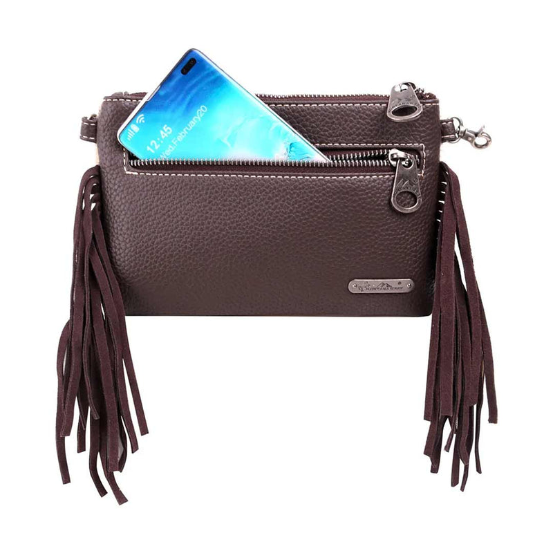 Montana West Hair-On Cowhide Leather Fringe Clutch/Crossbody