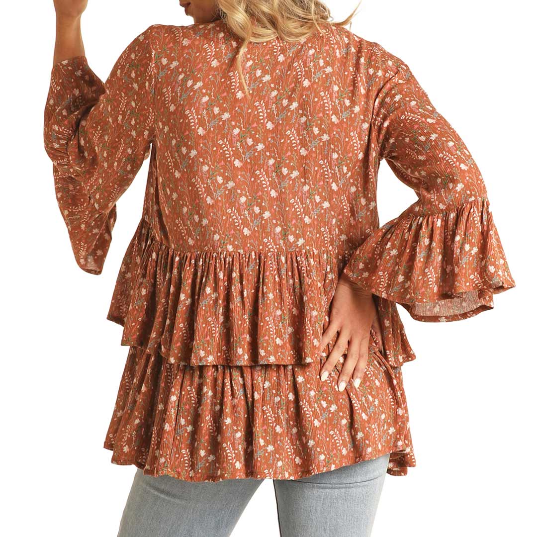 Rock & Roll Cowgirl Women's Floral Print Tiered Kimono