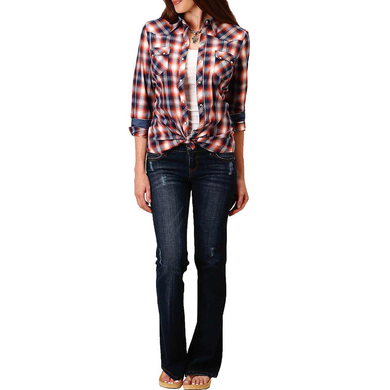 Roper Women's Sawtooth Pocket Plaid Snap Shirt