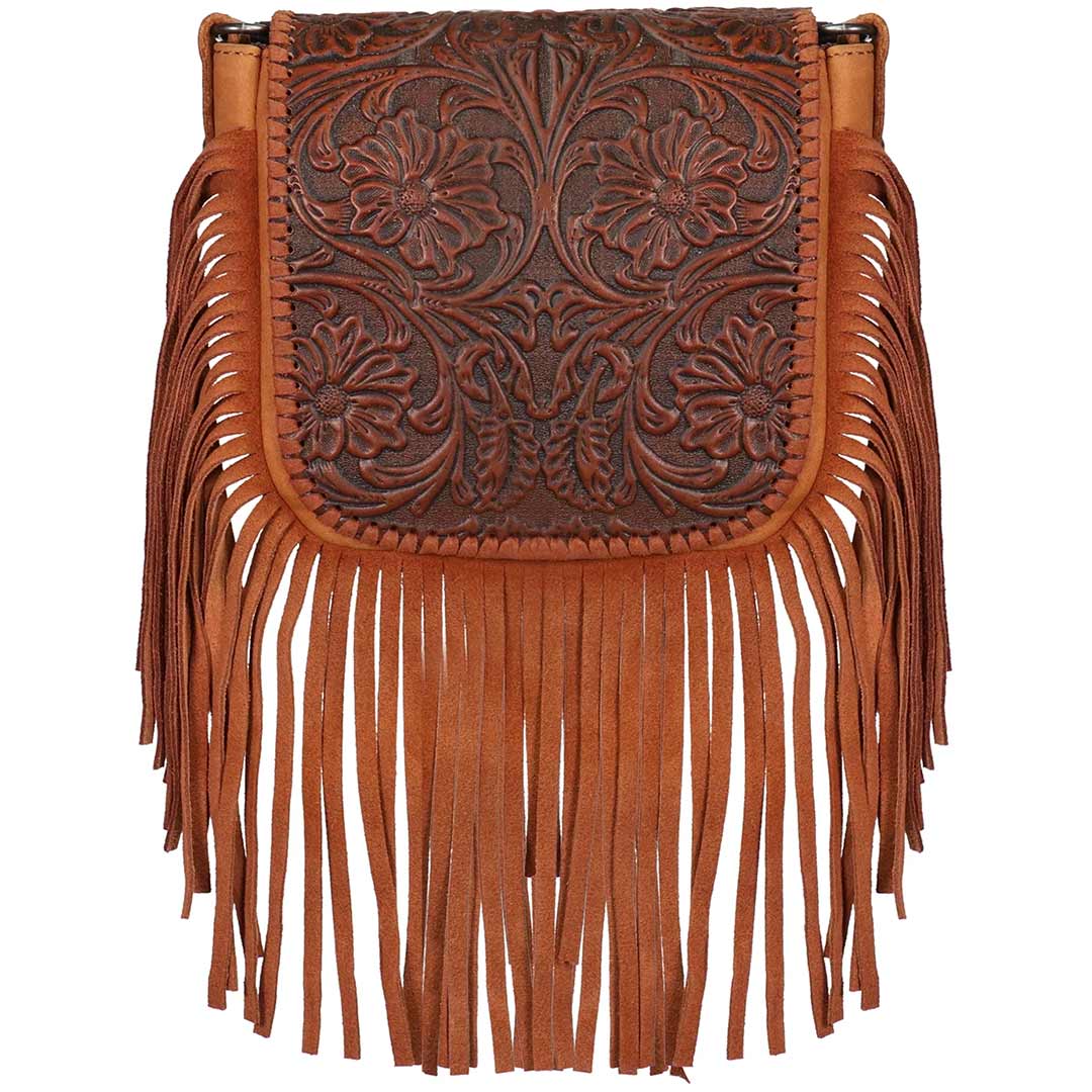 Montana West Real Leather Tooled Crossbody