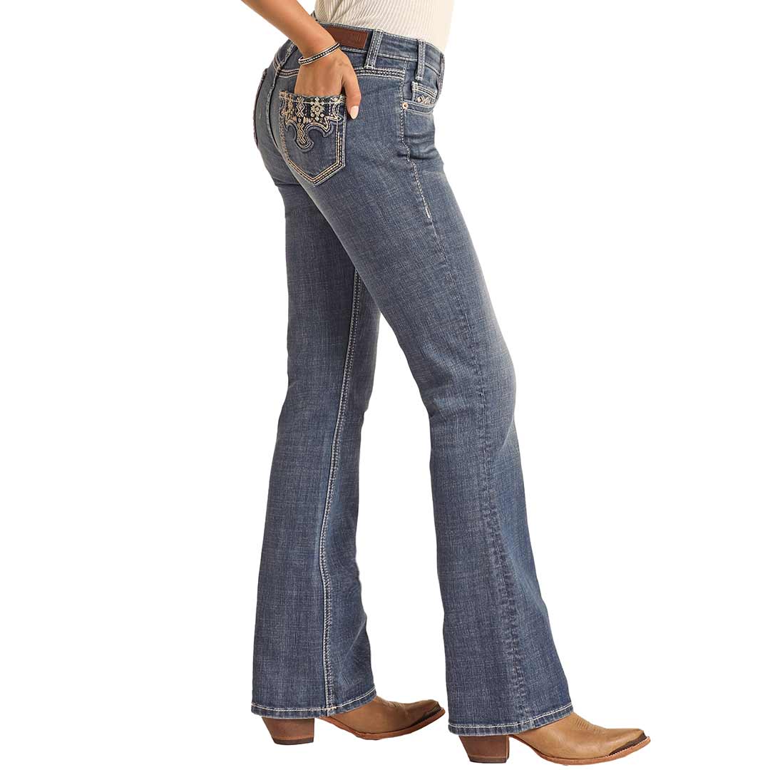 Rock & Roll Cowgirl Women's Mid Rise Stretch Bootcut Jeans