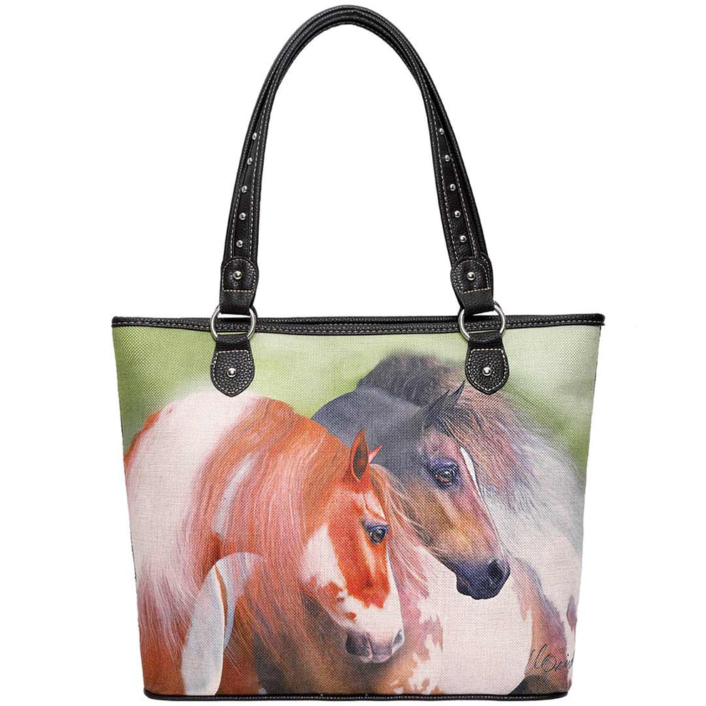 Montana West Horse Pair Canvas Tote Bag