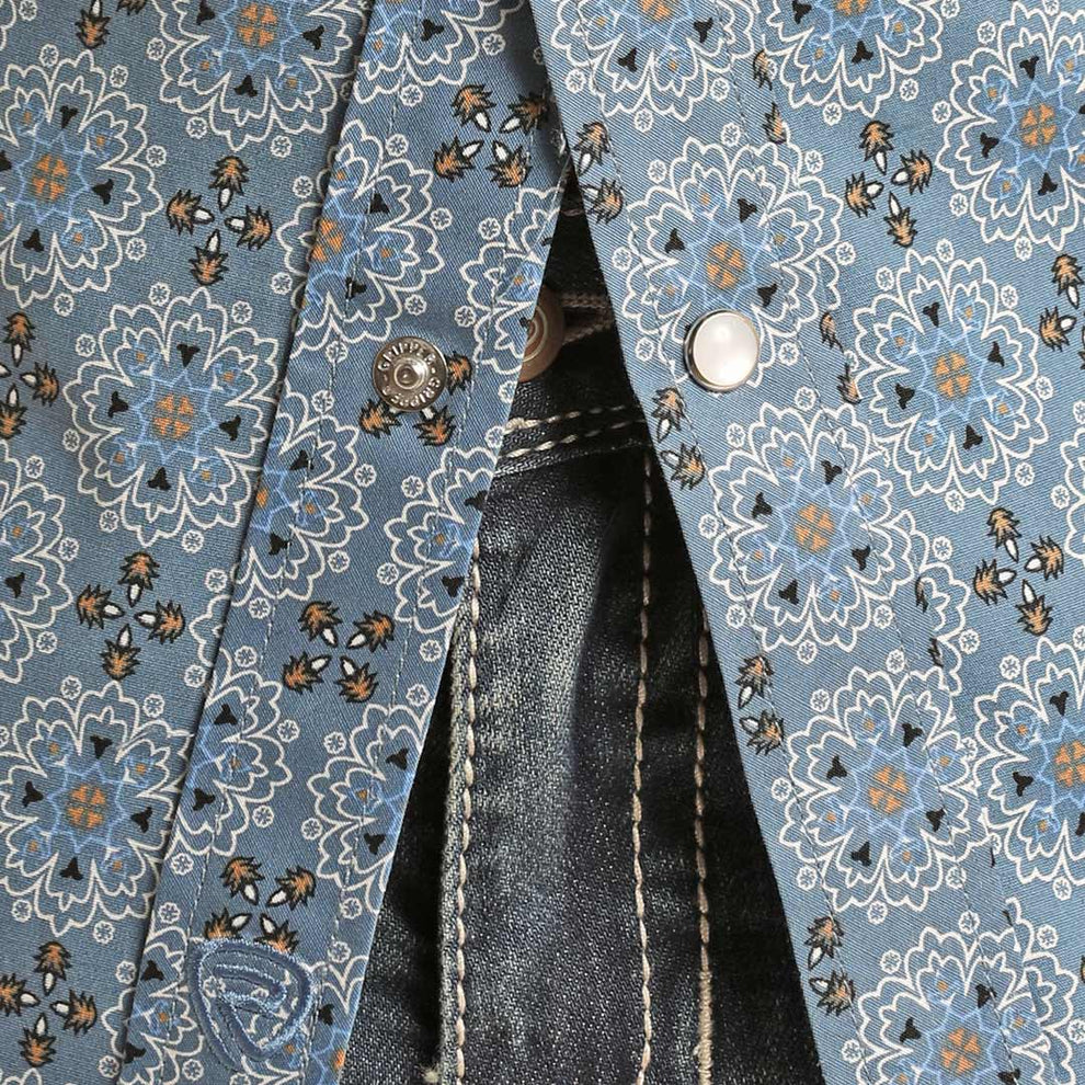 Rock & Roll Cowboy Boys' Medallion Print Snap Shirt