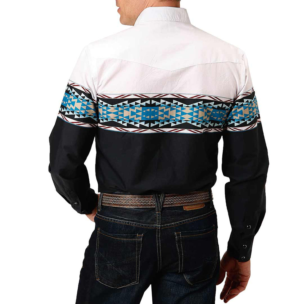 Roper Men's Aztec Border Print Snap Shirt