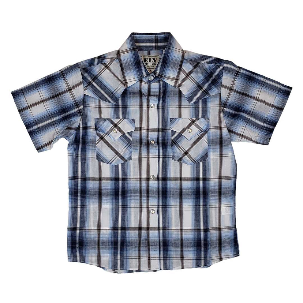 Ely Cattleman Boy's Plaid Short Sleeve Shirt