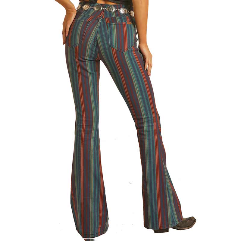 Rock & Roll Cowgirl Women's Retro Stripe Flare Leg Jeans
