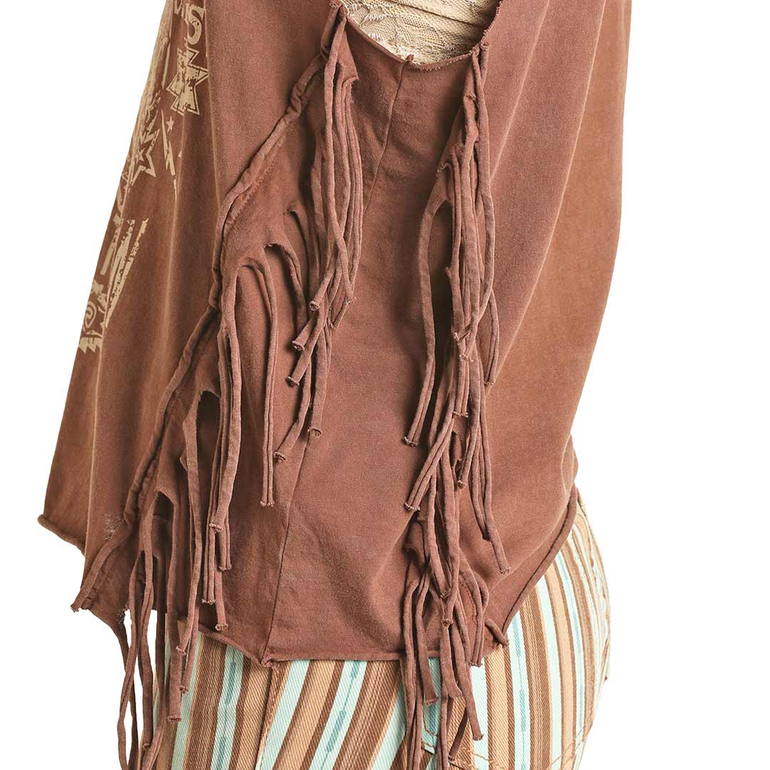 Rock & Roll Cowgirl Women's Fringe Riding to Win Graphic Tank Top
