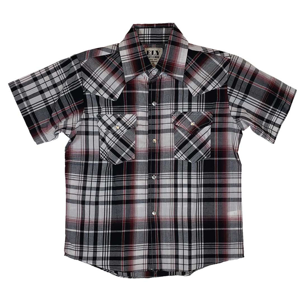 Ely Cattleman Boy's Plaid Short Sleeve Shirt