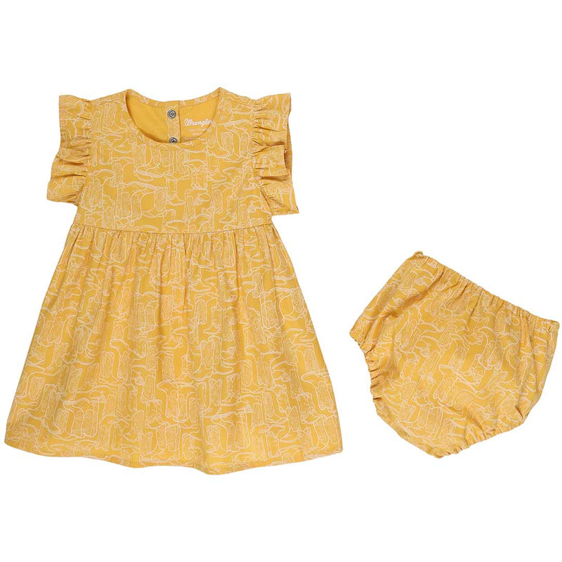 Wrangler Baby/Toddler Girls' Boot Print Ruffle Dress