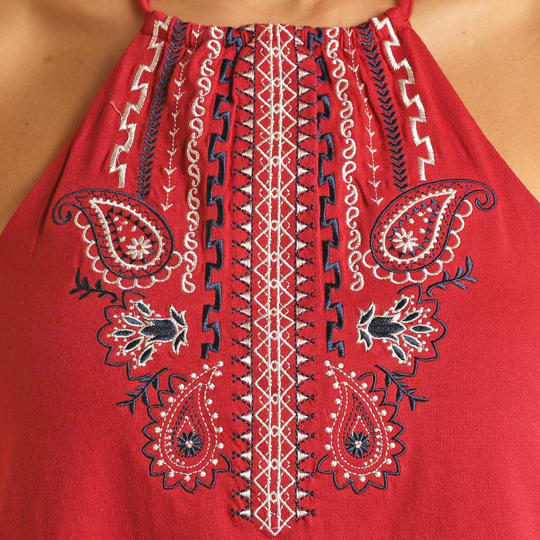 Rock & Roll Cowgirl Women's Embroidered Halter Top