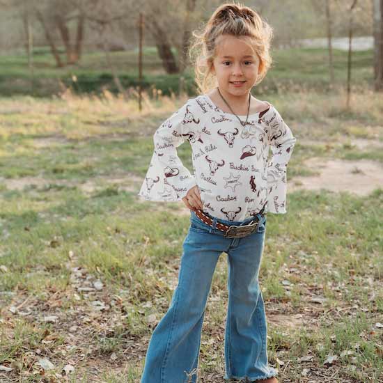 Shea Baby Toddler Girls' Outlaw Bell Sleeve Shirt