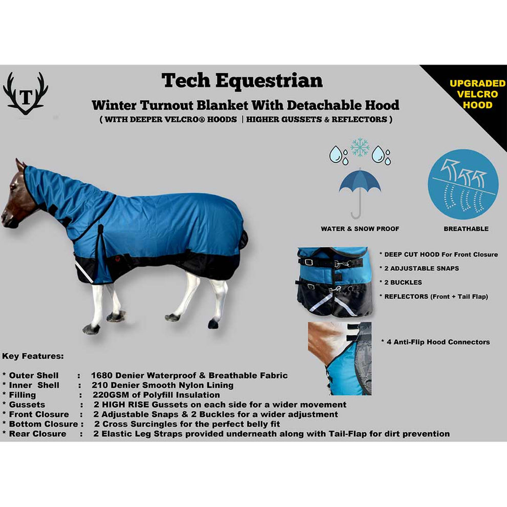 Tech Equestrian Winter Blanket W Hood - 220 GSM